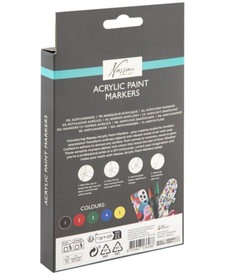 Akrila marķieri NASSAU, 5 krāsas