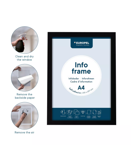 Informācijas rāmis EUROPEL, pašlīmējošs, A4, melns, 2 gab.