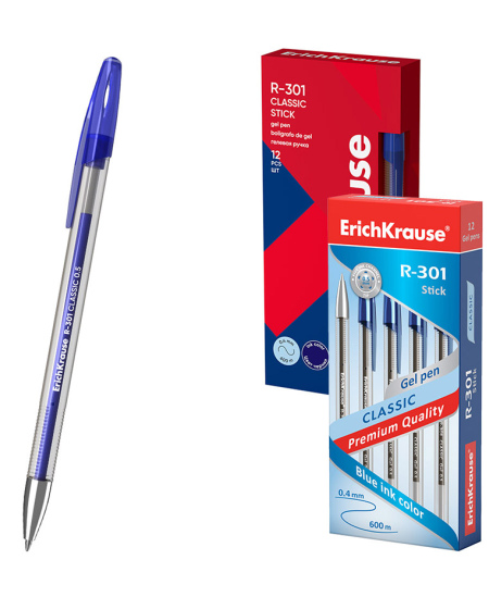 Gēla pildspalva ERICH KRAUSE R-301 Gel Stick Classic, 0.5 mm, zila