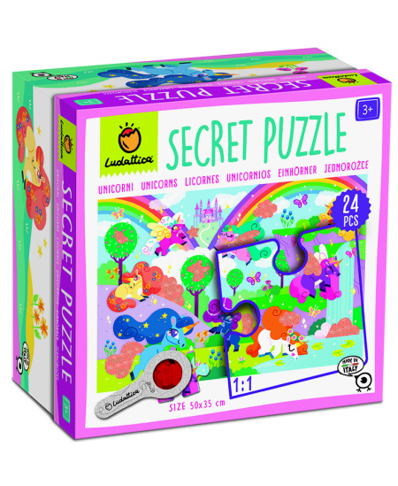 Puzle ar noslēpumiem LUDATTICA Vienradži, 24 detaļas