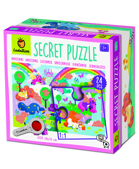 Puzle ar noslēpumiem LUDATTICA Vienradži, 24 detaļas
