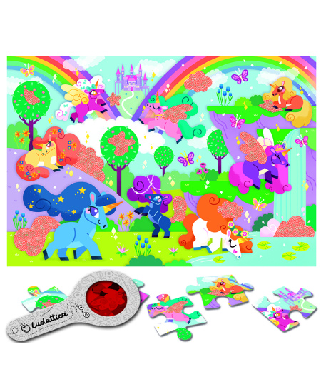 Puzle ar noslēpumiem LUDATTICA Vienradži, 24 detaļas