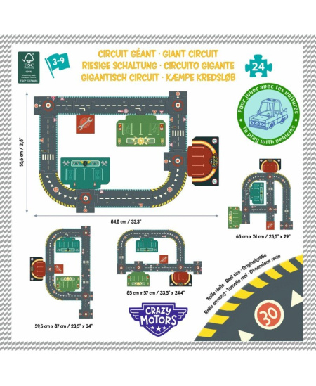 Milzu puzle-ielu aplis DJECO Trakās automašīnas