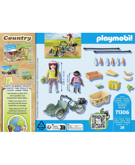 PLAYMOBIL Country Zemnieces velosipēds ar piekabi, 71306