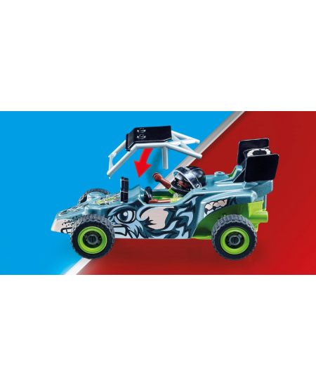 PLAYMOBIL Stunt Show Sacīkšu braucējs ar automašīnu, 71044