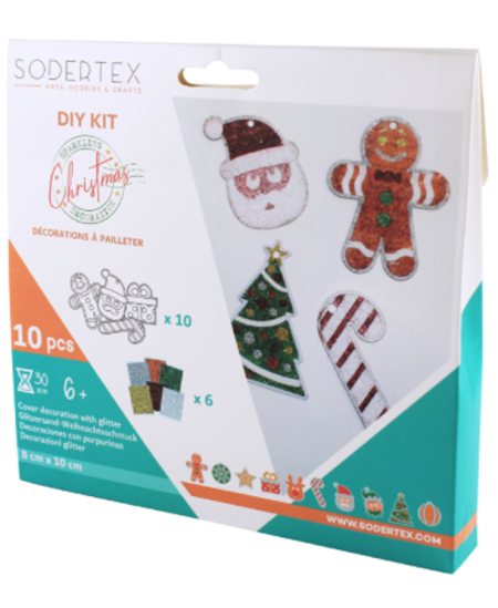 Dekorēšanas komplekts ar spīdumiem LOOLIPO Ziemassvētku dekorācijas, 10 gab.