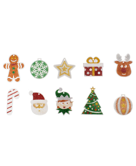 Dekorēšanas komplekts ar spīdumiem LOOLIPO Ziemassvētku dekorācijas, 10 gab.