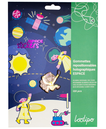 Hologrāfiskas pārnesamās uzlīmes LOOLIPO Kosmoss, 120 gab.