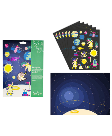 Hologrāfiskas pārnesamās uzlīmes LOOLIPO Kosmoss, 120 gab.