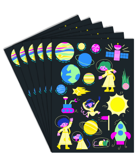 Hologrāfiskas pārnesamās uzlīmes LOOLIPO Kosmoss, 120 gab.