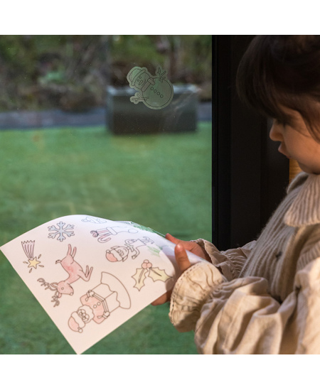 Caurspīdīgas krāsojamas uzlīmes LOOLIPO Ziemassvētki, 66 gab.