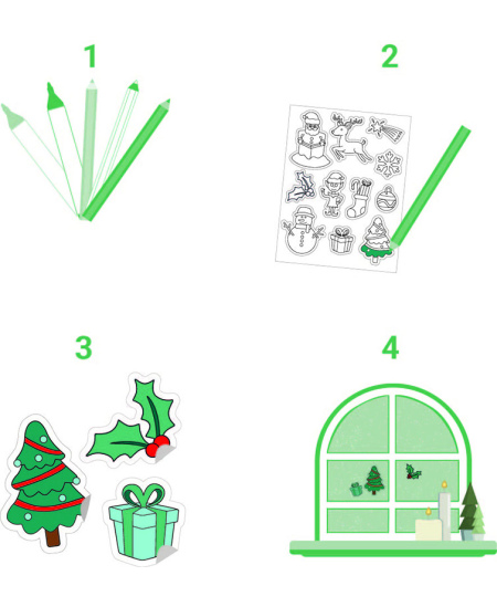 Caurspīdīgas krāsojamas uzlīmes LOOLIPO Ziemassvētki, 66 gab.