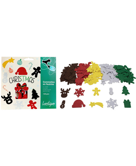 Filca uzlīmes dekorēšanai LOOLIPO Ziemassvētki, 150 gab.