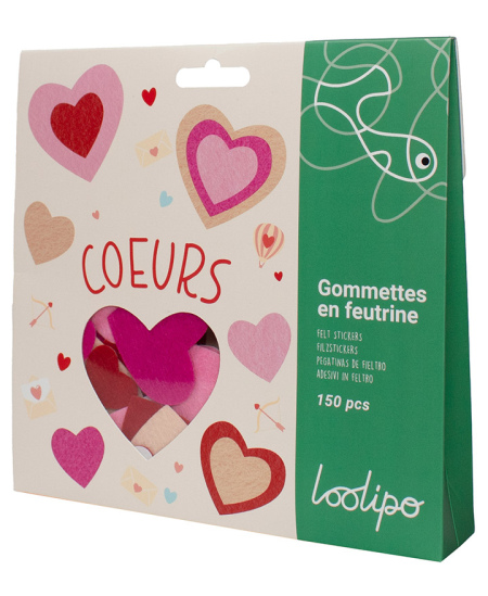 Filca uzlīmes dekorēšanai LOOLIPO Sirsniņas, 150 gab.
