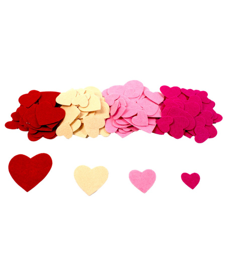 Filca uzlīmes dekorēšanai LOOLIPO Sirsniņas, 150 gab.