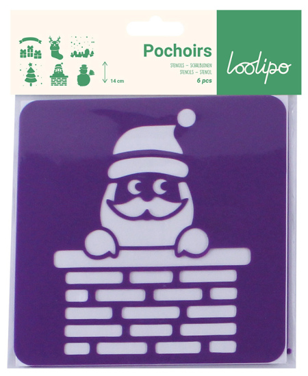 Zīmēšanas trafareti LOOLIPO Ziemassvētki, 6 gab.