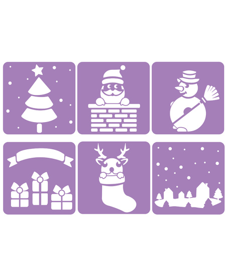 Zīmēšanas trafareti LOOLIPO Ziemassvētki, 6 gab.