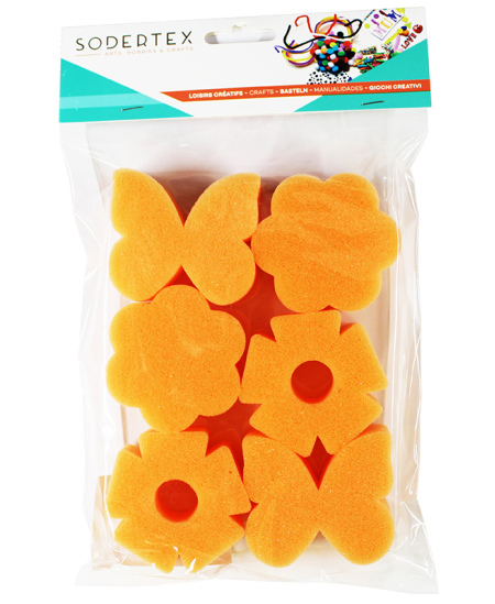 Zīmogi-sūklīši SODERTEX Ziedi un tauriņi, 6 gab.