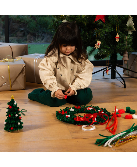 Šenila stieplīšu, bumbuļu un kustīgu actiņu komplekts LOOLIPO Maxi Ziemassvētki, 300 gab.