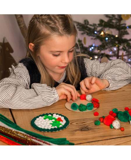 Šenila stieplīšu, bumbuļu un kustīgu actiņu komplekts LOOLIPO Maxi Ziemassvētki, 300 gab.