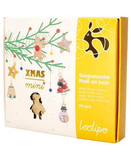 Koka eglītes rotājumu komplekts dekorēšanai LOOLIPO, 50 gab.