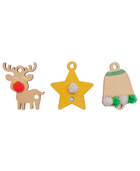 Koka eglītes rotājumu komplekts dekorēšanai LOOLIPO, 50 gab.