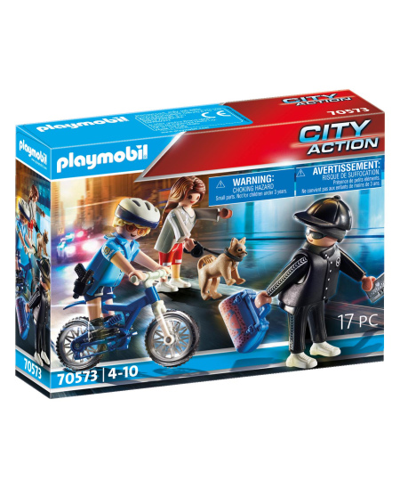 PLAYMOBIL City Action Policists ar velosipēdu un zaglis, 70573