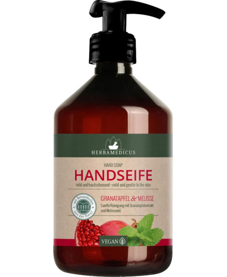 Šķidrās ziepes HERBAMEDICUS, ar granātābolu un melisas aromātu, 500 ml