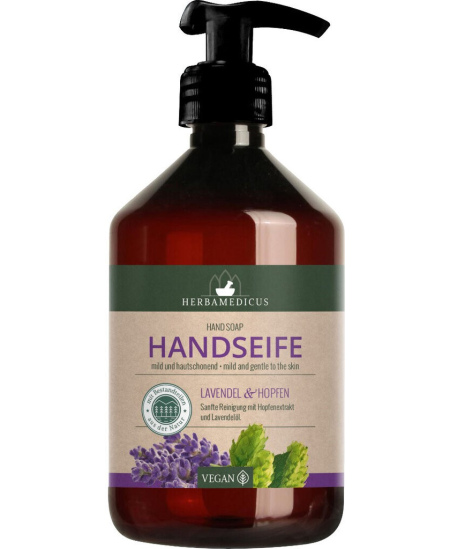 Šķidrās ziepes HERBAMEDICUS, ar lavandas un apiņu aromātu, 500 ml