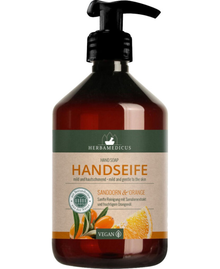 Šķidrās ziepes HERBAMEDICUS, ar smiltsērkšķu un apelsīnu aromātu, 500 ml