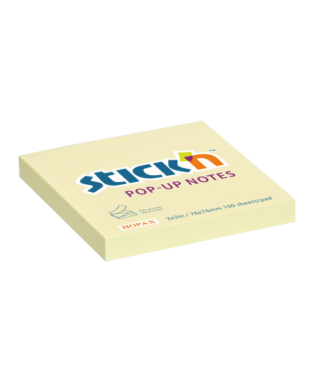 Līmlapiņas STICK´N, 76 x 76 mm, 100 lapas, dzeltenas