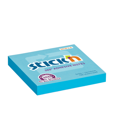 Līmlapiņas STICK´N, 360°, 76 x 76 mm, 100 lapas, zilas