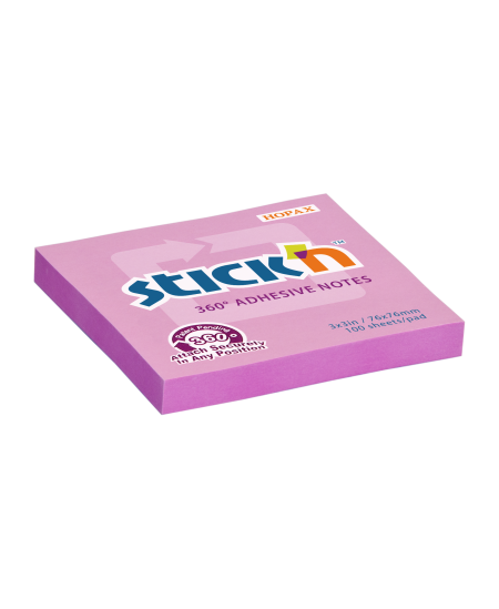 Līmlapiņas STICK´N, 360°, 76 x 76 mm, 100 lapas, rozā