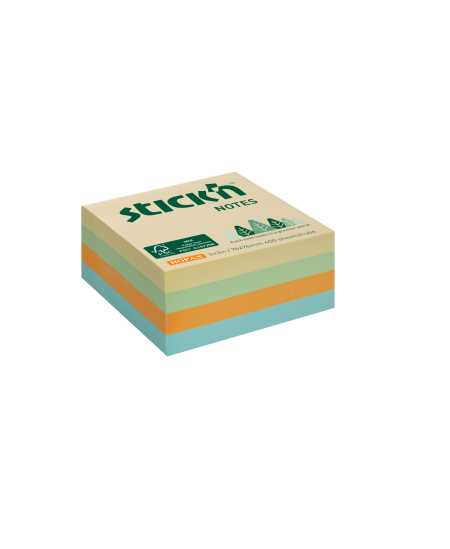 Līmlapiņas STICK´N, FSC, 76 x 76 mm, 400 lapas, dažādas gaišas krāsas
