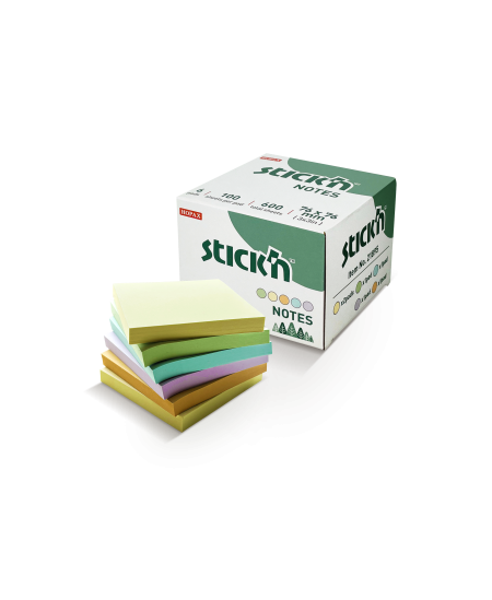 Līmlapiņas STICK´N, FSC, 76 × 76 mm, 600 lapas, dažādās pasteļkrāsās