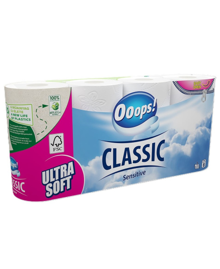 Sadzīves tualetes papīrs Ooops! Sensitive, 8 ruļļi