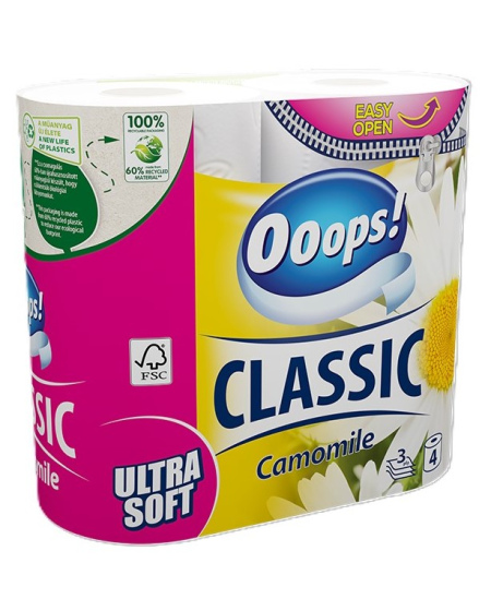 Sadzīves tualetes papīrs Ooops! Camomile, 4 ruļļi