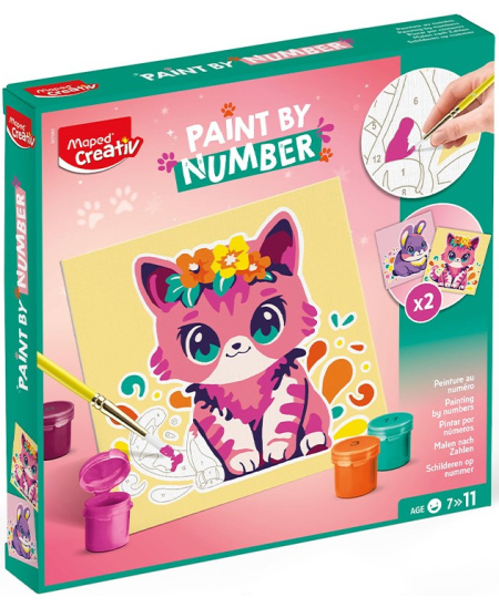 Gleznošana pēc skaitļiem MAPED Creativ Kaķis un trusis, 20x20 cm