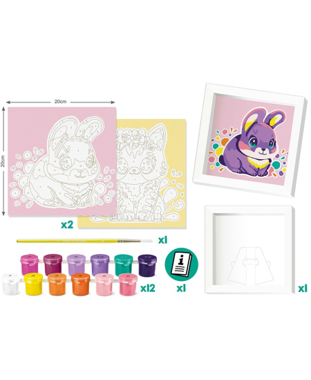 Gleznošana pēc skaitļiem MAPED Creativ Kaķis un trusis, 20x20 cm