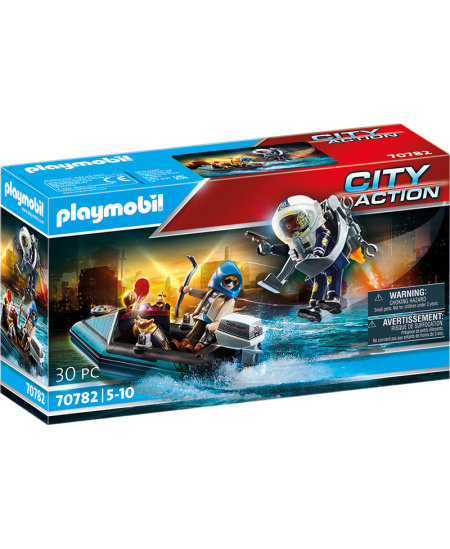 PLAYMOBIL City Action Lidojošais policists ar laupītāju laivā, 70782