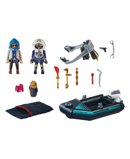 PLAYMOBIL City Action Lidojošais policists ar laupītāju laivā, 70782