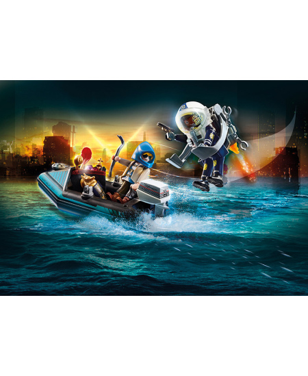 PLAYMOBIL City Action Lidojošais policists ar laupītāju laivā, 70782
