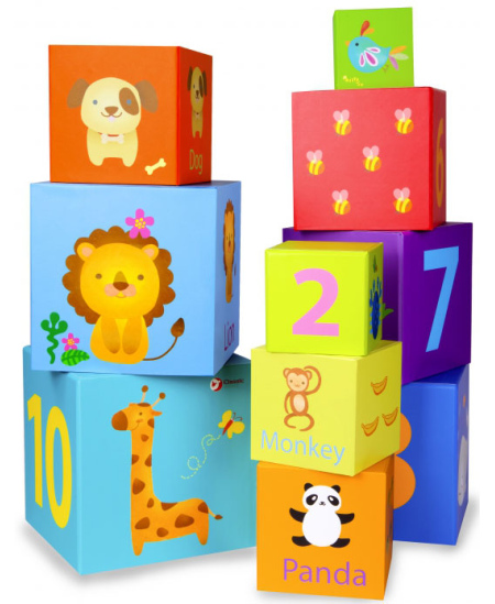 Izglītojoša kubiņu puzle-piramīda CLASSIC WORLD, 10 klucīši