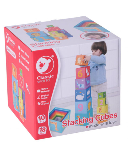Izglītojoša kubiņu puzle-piramīda CLASSIC WORLD, 10 klucīši