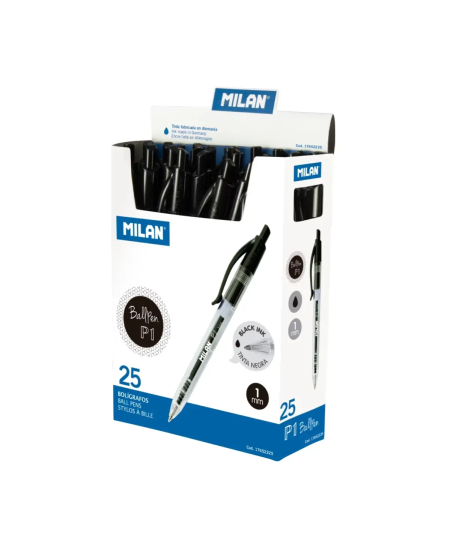 Automātiska lodīšu pildspalva MILAN, 1 mm, melna
