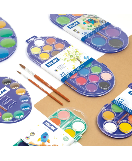 Akvareļu krāsas MILAN ar otu, 12 krāsas