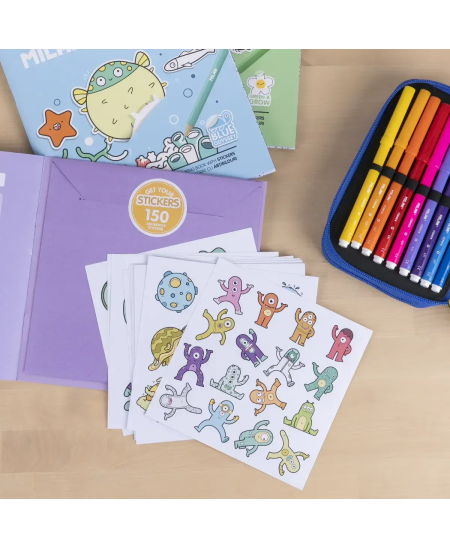 Krāsojamā grāmatiņa MILAN Alien Invasion, ar uzlīmēm