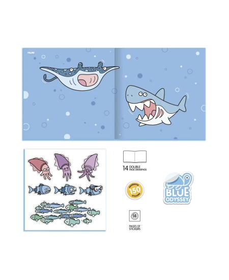 Krāsojamā grāmatiņa MILAN Blue Odissey, ar uzlīmēm