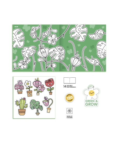 Krāsojamā grāmatiņa MILAN Green & Grow, ar uzlīmēm