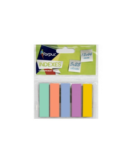 Pašlīmējošie indeksi FORPUS, 12x44 mm, 5 x 25 gab., pasteļtoņos